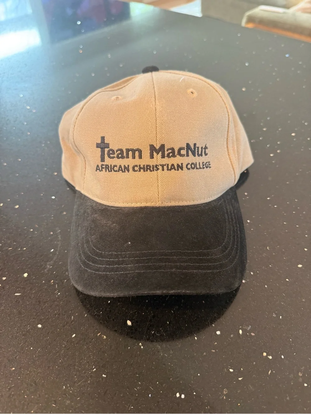 Team MacNut African Christian College Two-Tone Baseball Cap - Tan/Black